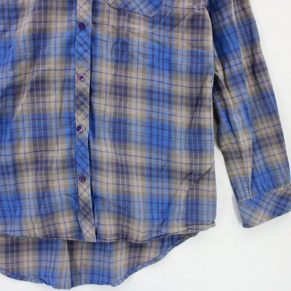 AX Armani Exchange Flannel Shirt Womens Blue Plaid Button Down Collared XS - Picture 4 of 10